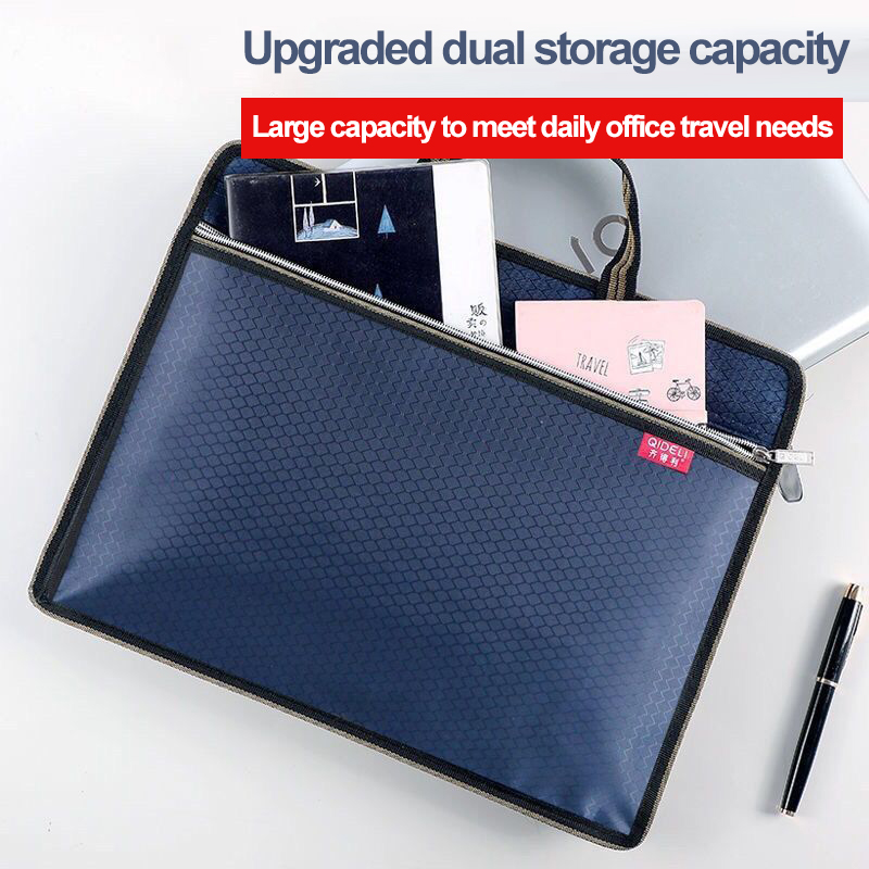 Large capacity conference bag, file bag, office handbag, work portable file bag, canvas waterproof information bag, conference bag, Oxford cloth handbag, double layer zipper
