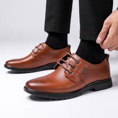 Men shoes Men's casual leather shoes soft sole shoes Brown 44 Microfiber Leather