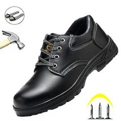 Men's wear-resistant, lightweight, comfortable and safety protective work shoes Black 44