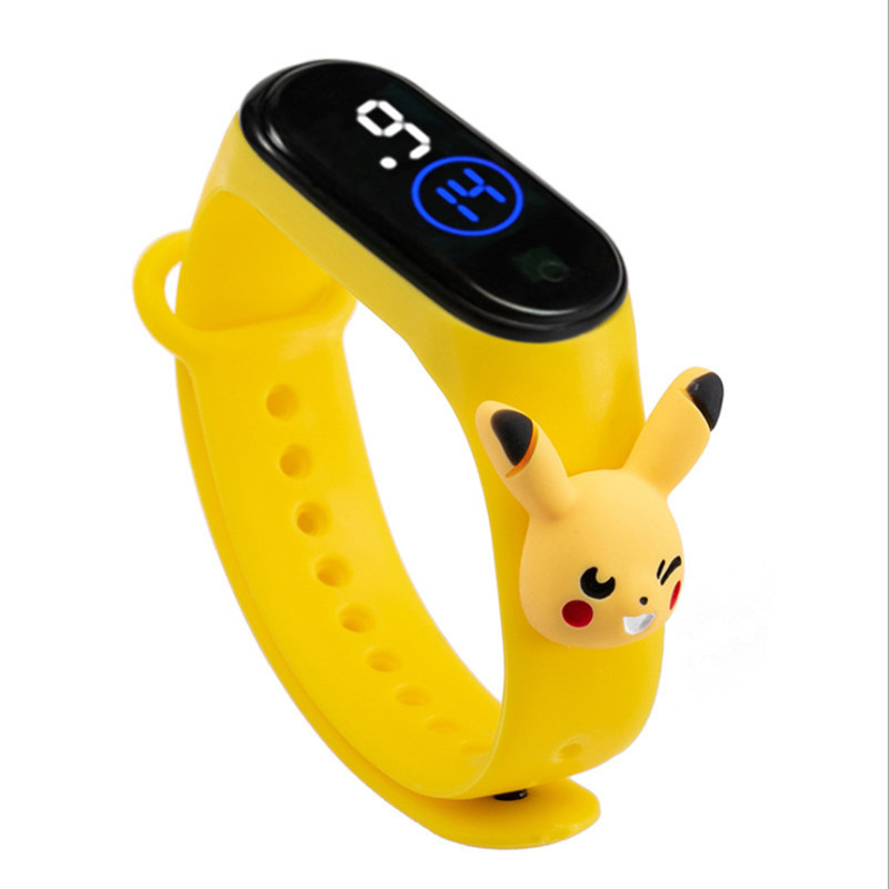 Fashion Cartoon Children LED Electronic Touch Watches 30M Waterproof Boys Girls Students Bracelet Watches Sons Daughters Classmates Friends Birthday Gifts Pink Red Blue Yellow Purple Green Black White