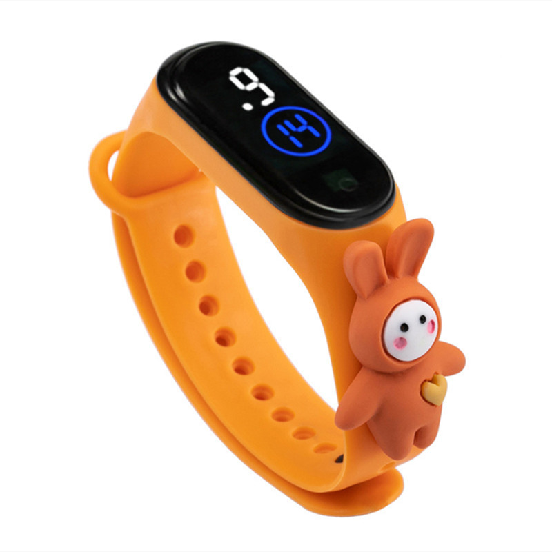 Fashion Cartoon Children LED Electronic Touch Watches 30M Waterproof Boys Girls Students Bracelet Watches Sons Daughters Classmates Friends Birthday Gifts Pink Red Blue Yellow Purple Green Black White
