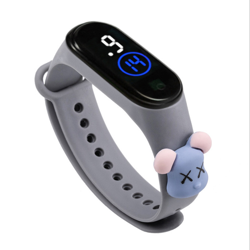 Fashion Cartoon Children LED Electronic Touch Watches 30M Waterproof Boys Girls Students Bracelet Watches Sons Daughters Classmates Friends Birthday Gifts Pink Red Blue Yellow Purple Green Black White