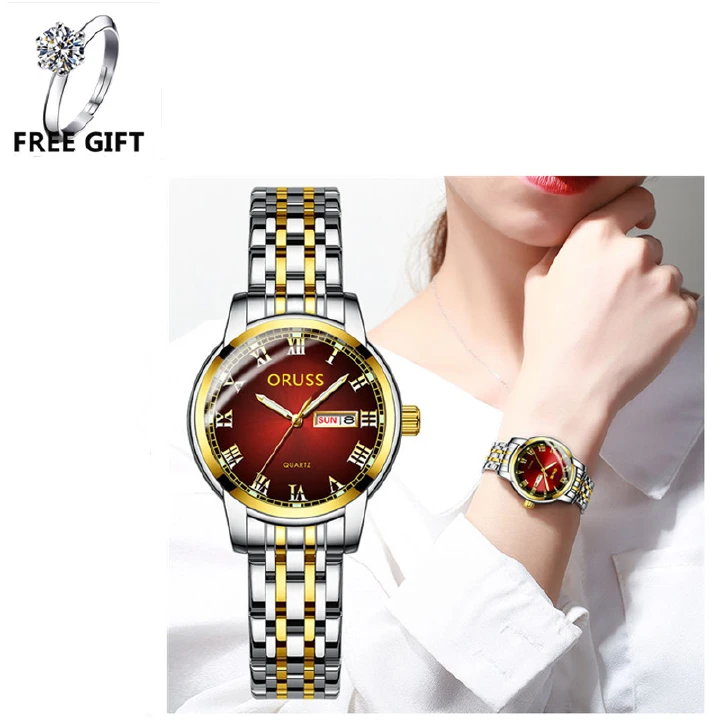 High Quality Luminous 30M Waterproof Women's Double Calendar Date Watches Fashion Trend Office Lady Watch Girls Birthday Gift Watch