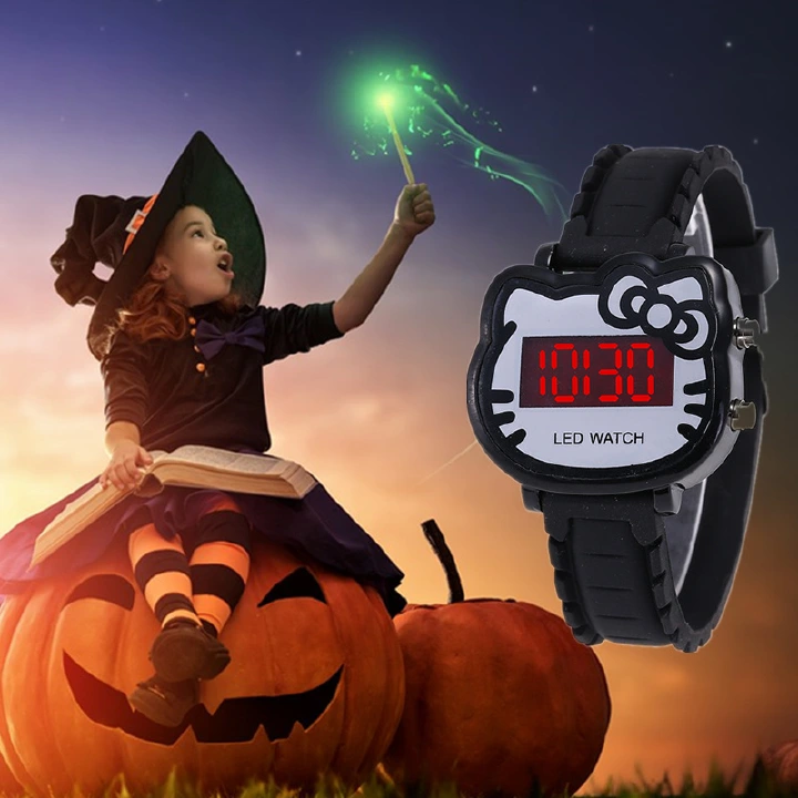 2024 New Cartoon Cute Cat Multifunctional Female Male Students Lovers 30M Waterproof Led Watches Lovely Children's Boys Girls Kids Birthday Gift Watches Silicon Band Kids Electronic Watches With Big W