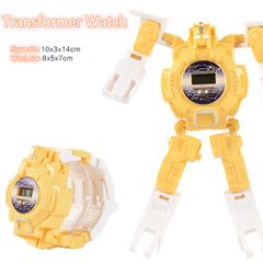 Fashion & Special Birthday Gift For Children's Electronic Deformation Carton Toy Watches Kids Cartoon Deformation Robot Intelligence Development Boys Girls Students Pupiles Funny L Yellow as picture