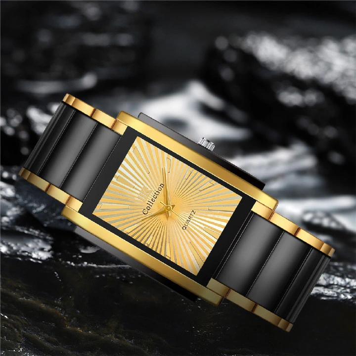 2022 Fashion New Trend Luxury & Simple Scale Time Alloy Steel Band Business Men's Watches Female Students Fashion Square Metal Gift Watches+ Luxury Gift Box Boyfriends Husband's Birthday Holiday Gifts