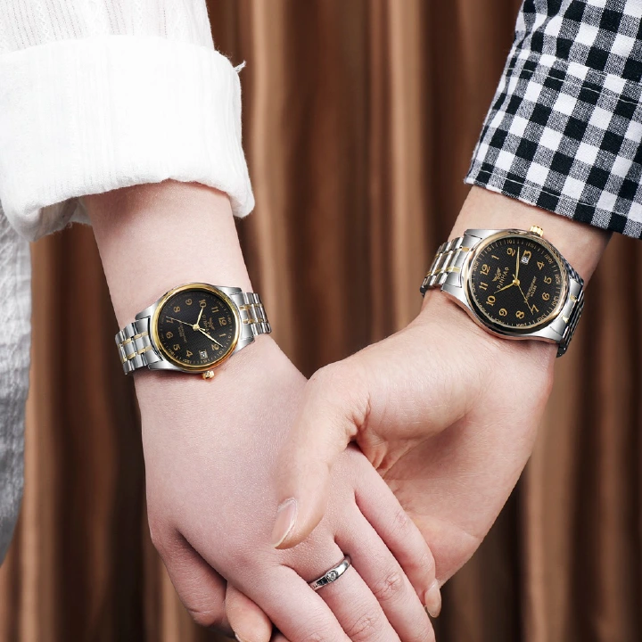 New Fashion Simple Trend Couple Calendar Metal Watches Alloy Steel Band Digital Time Quartz Men Women Girls Boys Students Date Watches + Luxury Gift Box Lovers Girlfriends Wife's Birthday Holiday