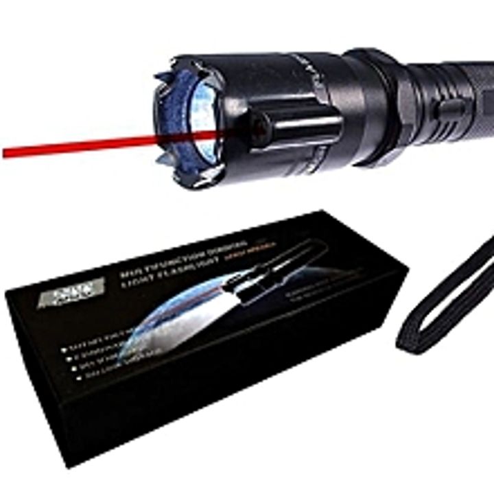 self defense police torch with electric shock and laser pointer black