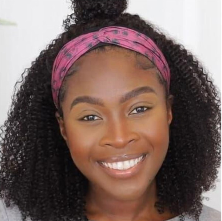 New Arrival Fashion Women&apos;s Curly Wig With Headband High Temperature Fiber Synthetic Black Full Wigs
