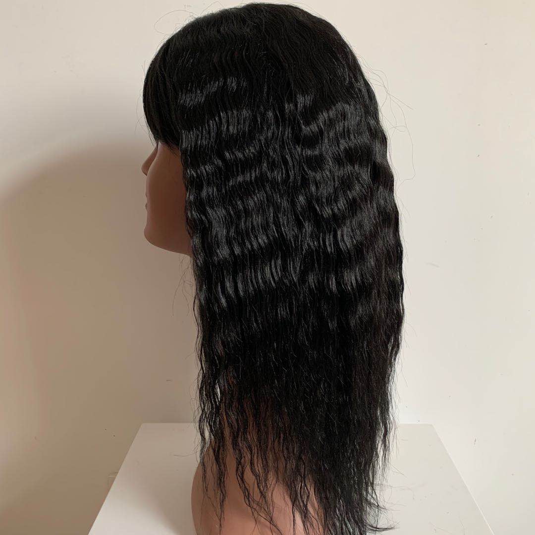 Long Yaki Kinky Straight Corn Silk Japanese Fiber Wigs Soft as Human Hair Rose Net Breathable