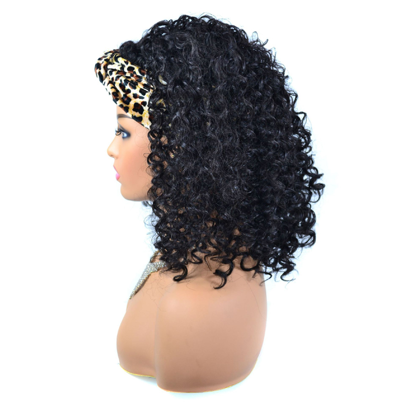 New Arrival Women&apos;s Headband Deep Curly High Temperature Synthetic Fiber 1B# Black Wigs