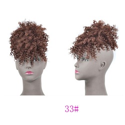 Afro Curly Puff Hair Bun With Bang Qualified High Temperature Fiber Synthetic Hair Piece Fringe Wigs