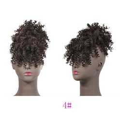 Afro Curly Puff Hair Bun With Bang Qualified High Temperature Fiber Synthetic Hair Piece Fringe Wigs