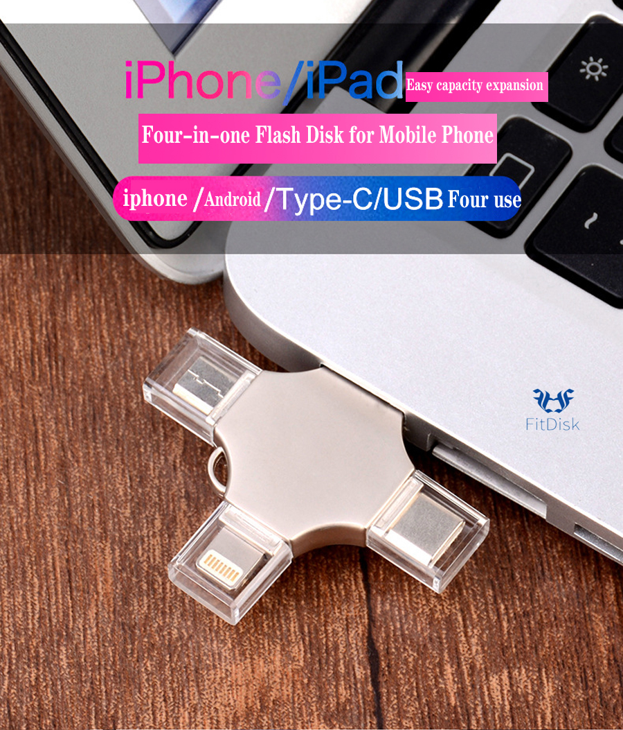 New 4-in-1 32G 64G 128G USB Flash Drives for Iphones and Android mobile computers flash drive flash disk flashdrive flashdisk flashdrives flashdisks pendrive pen drive flash disks 32GB 64GB 128GB