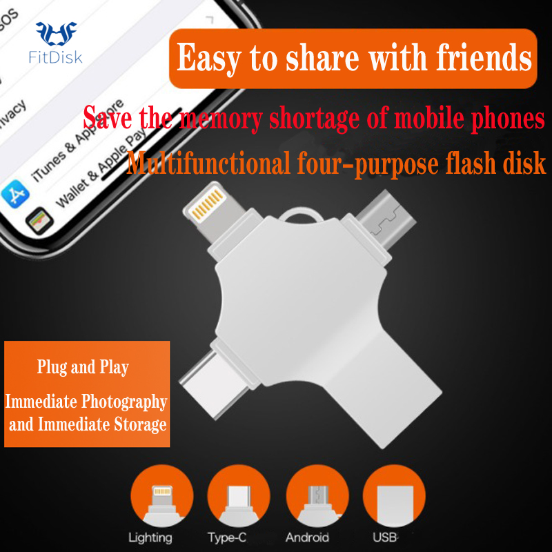 New 4-in-1 32G 64G 128G USB Flash Drives for Iphones and Android mobile computers flash drive flash disk flashdrive flashdisk flashdrives flashdisks pendrive pen drive flash disks 32GB 64GB 128GB