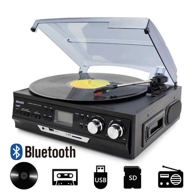 WECHO Bluetooth Recorder Player Desonic Turntable Antique USB/SD Phonograph