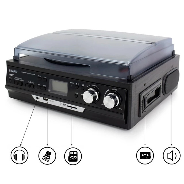WECHO Bluetooth Recorder Player Desonic Turntable Antique USB/SD Phonograph