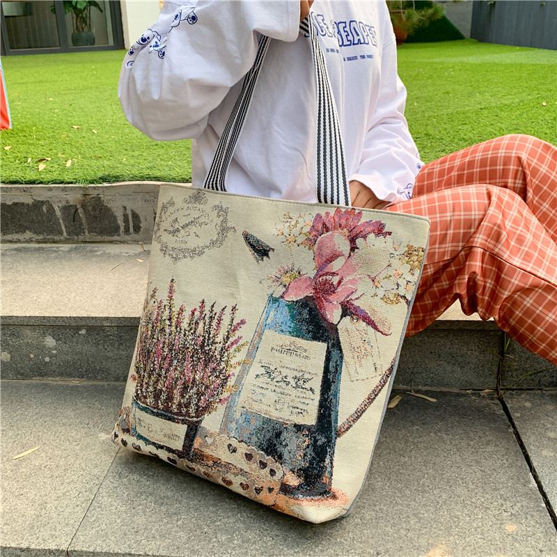 New Arrivals Fashion simple lady large size single shoulder bag printed canvas bag