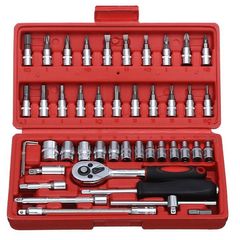 Tool 46 piece Set Wrench Batch Head Ratchet Pawl Socket Spanner Screwdriver red