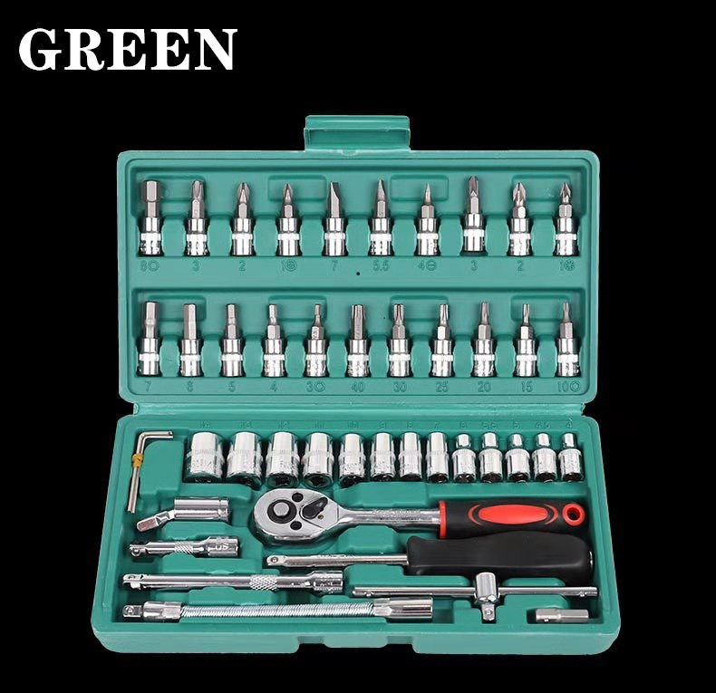 Tool 46 piece Set Wrench Batch Head Ratchet Pawl Socket Spanner Screwdriver