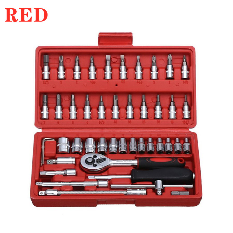 Tool 46 piece Set Wrench Batch Head Ratchet Pawl Socket Spanner Screwdriver