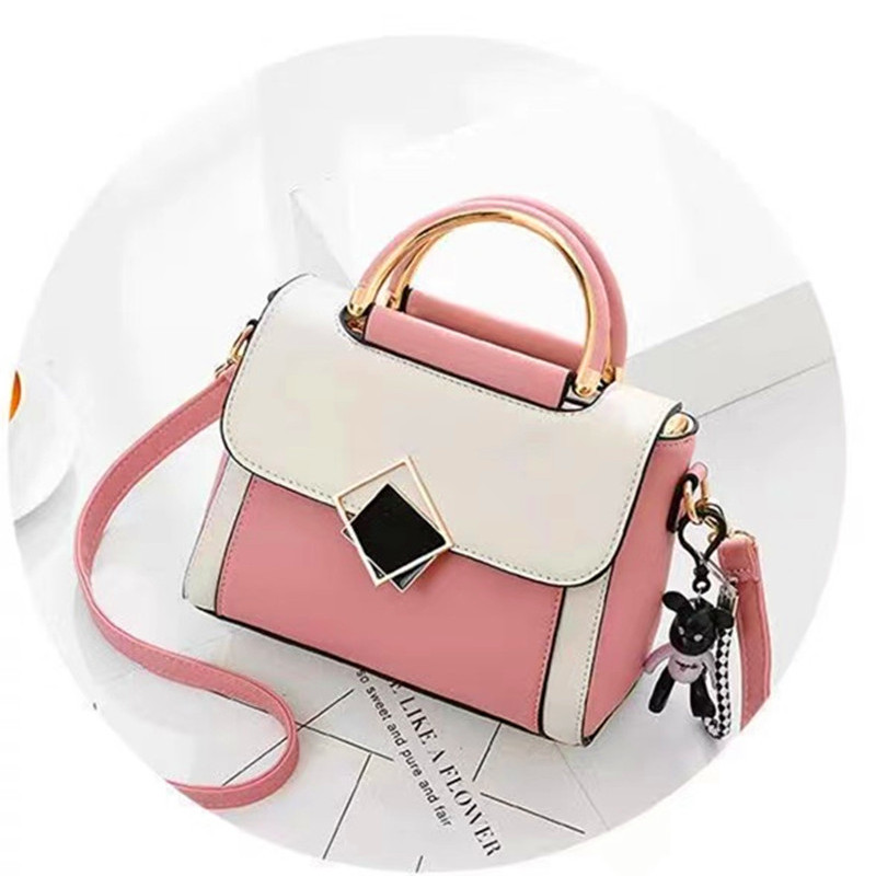 Gift (1 Bear Pendant) One shoulder large capacity portable small square bag women's bag handbag