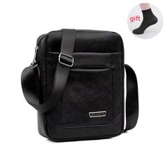 (Gift: a pair of men's socks)Men's Bag New Large Capacity Single Shoulder Bag Pu Business Men's Messenger Bag Men's Single Shoulder Backpack Black 20cm*25cm*8cm
