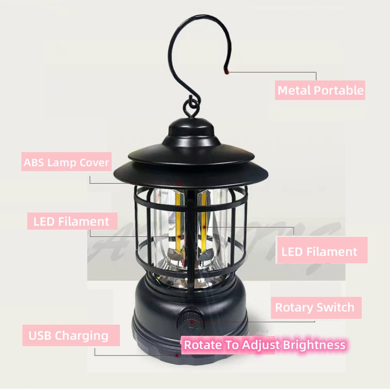 New Arrival Camping Light Outdoor Waterproof Hanging Lantern LED Tent Lamp Rechargeable Night Light