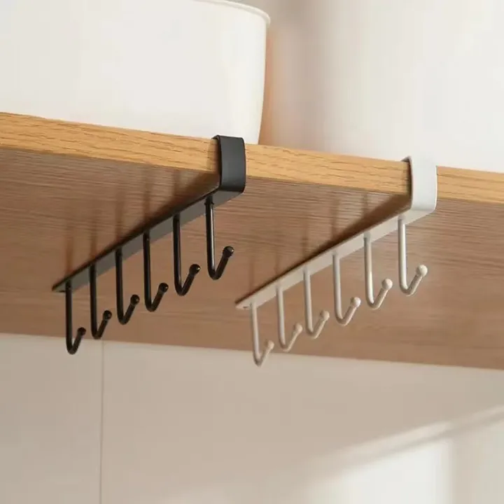 Cabinet hook kitchen six-connection nail-free storage hang rack creative metal iron kitchen utensil shelf organizing rack