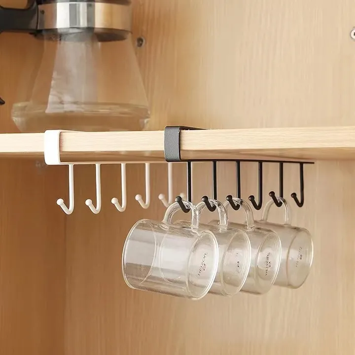 Cabinet hook kitchen six-connection nail-free storage hang rack creative metal iron kitchen utensil shelf organizing rack