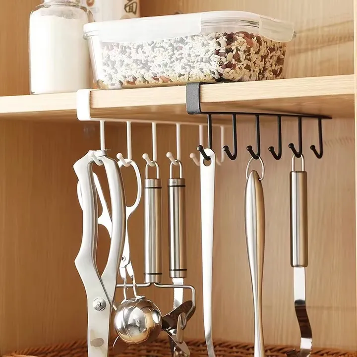 Cabinet hook kitchen six-connection nail-free storage hang rack creative metal iron kitchen utensil shelf organizing rack