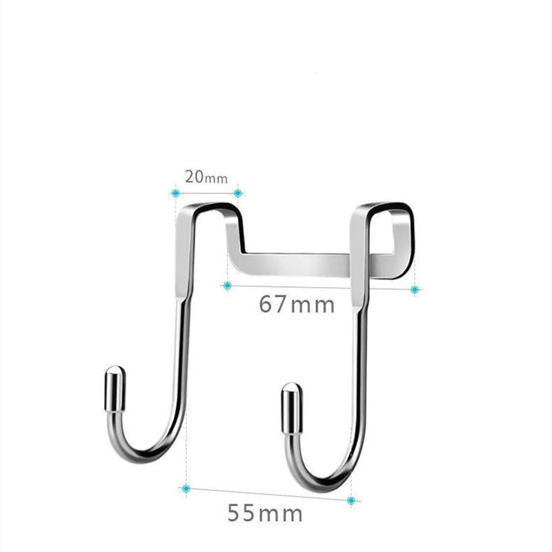 304 thicken stainless steel hook multifunctional cabinet door double-hook hole-free door back clothes hook kitchen hook