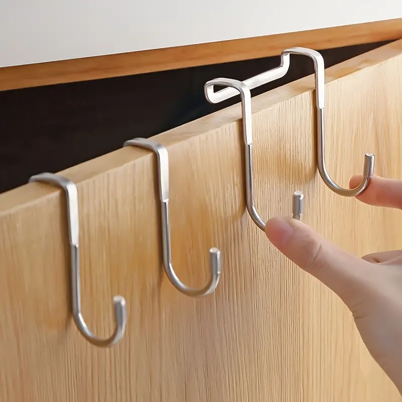 304 thicken stainless steel hook multifunctional cabinet door double-hook hole-free door back clothes hook kitchen hook