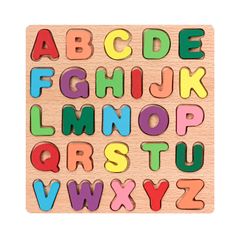 Wooden Digital Letter Geometric Figure Building Block Hand Grab Board Toy Children's English Early Education Jigsaw Puzzle Capital Letters