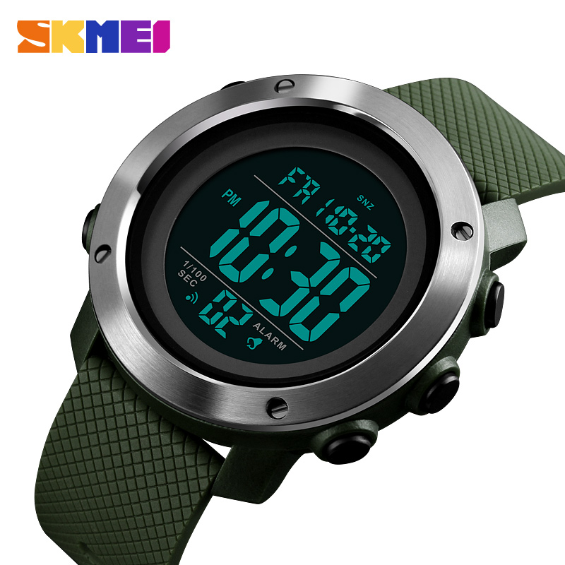 SKMEI Texture Sport Digital Men Watch 2 Time Count Down Alarm Mens Wristwatches Soft Clock 1426 1416