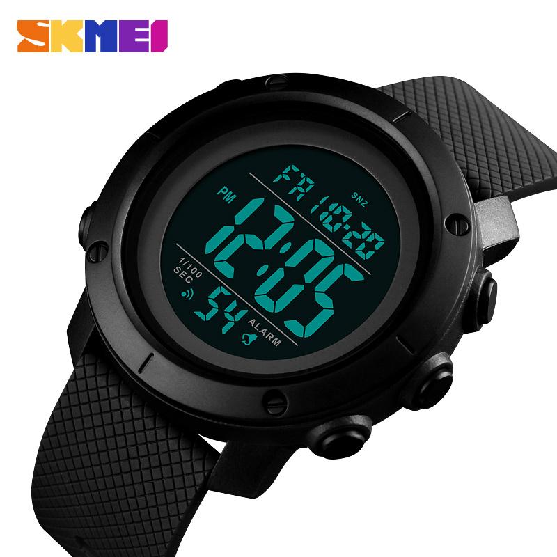 SKMEI Texture Sport Digital Men Watch 2 Time Count Down Alarm Mens Wristwatches Soft Clock 1426 1416