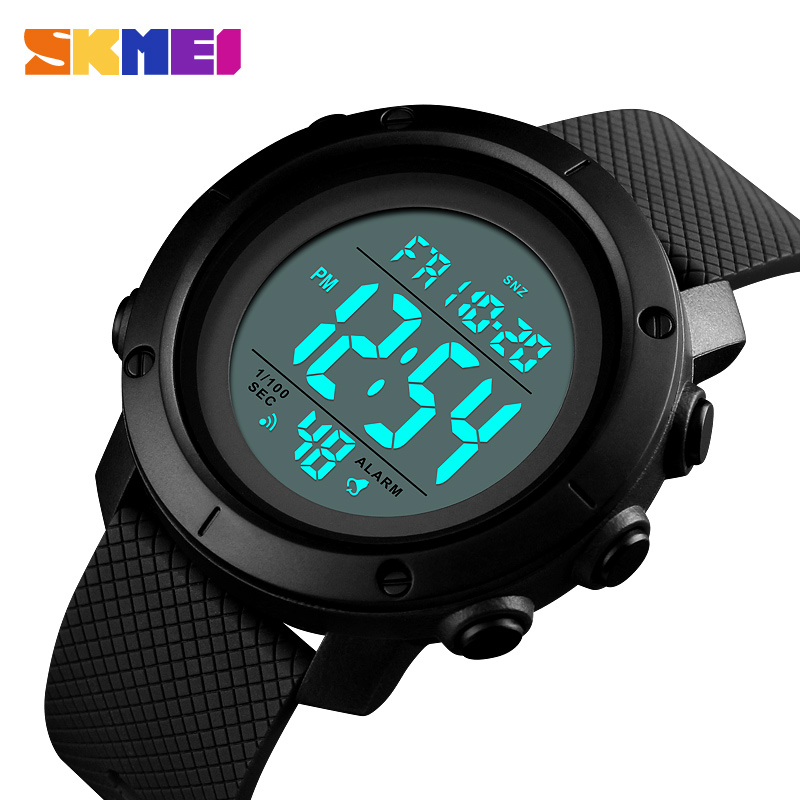 SKMEI Texture Sport Digital Men Watch 2 Time Count Down Alarm Mens Wristwatches Soft Clock 1426 1416