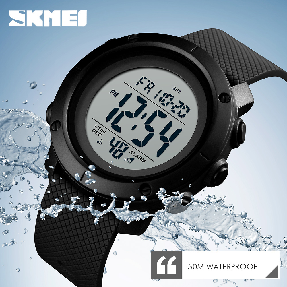 SKMEI Texture Sport Digital Men Watch 2 Time Count Down Alarm Mens Wristwatches Soft Clock 1426 1416