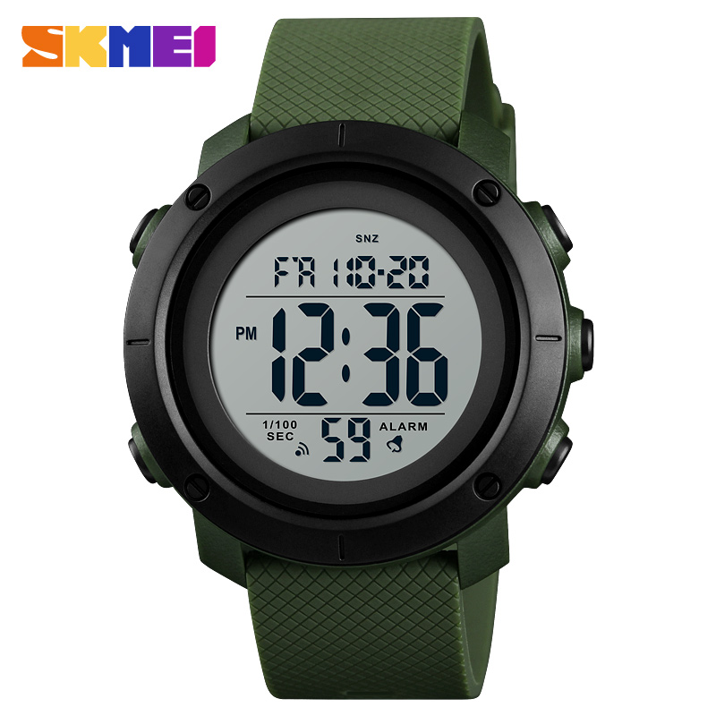 SKMEI Texture Sport Digital Men Watch 2 Time Count Down Alarm Mens Wristwatches Soft Clock 1426 1416