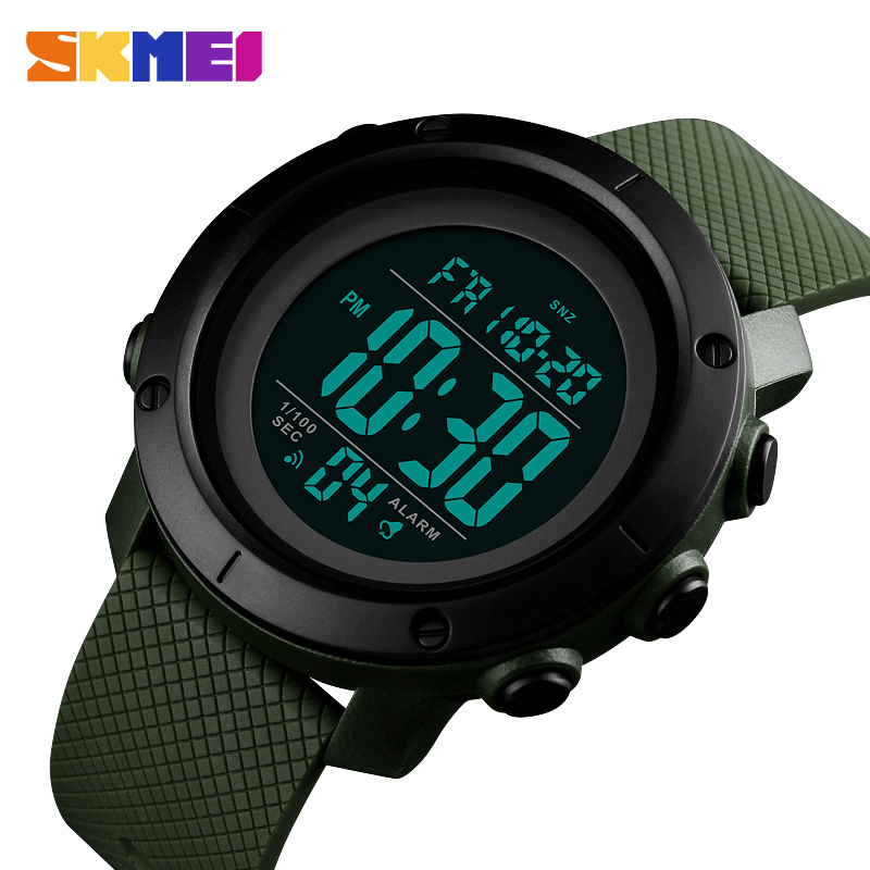 SKMEI Texture Sport Digital Men Watch 2 Time Count Down Alarm Mens Wristwatches Soft Clock 1426 1416