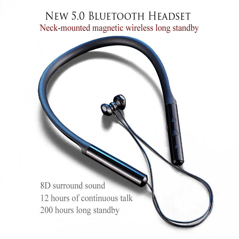 Smart Bluetooth 5.0 Earset Wireless Earphone Hanging Neck Earbuds running waterproof sweatproof