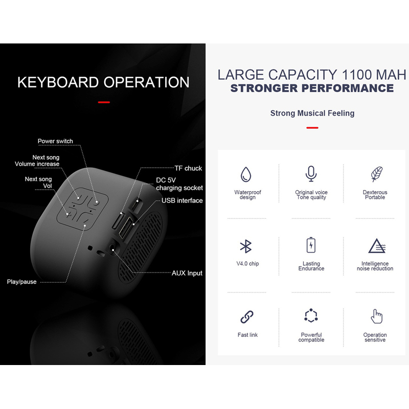 Wireless Bluetooth Speaker Fashion / Mini Portable Fast link Multimedia Large capacity Waterproof