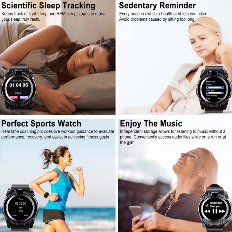 Smart WatchSupport SIM Card Camera Touch Screen Music Play Pedometer Sleep Monitor sports Tracher