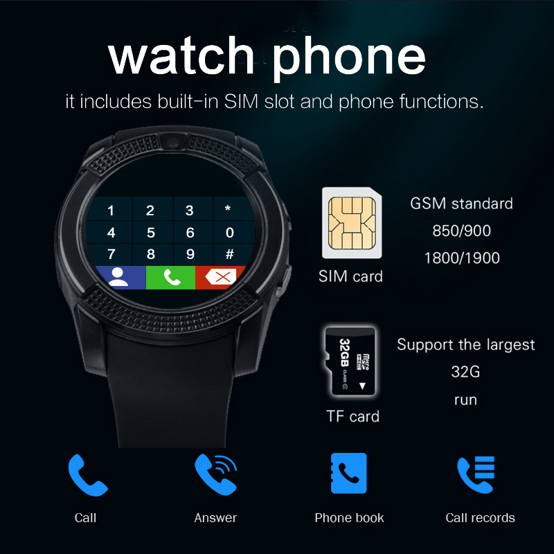 Smart WatchSupport SIM Card Camera Touch Screen Music Play Pedometer Sleep Monitor sports Tracher