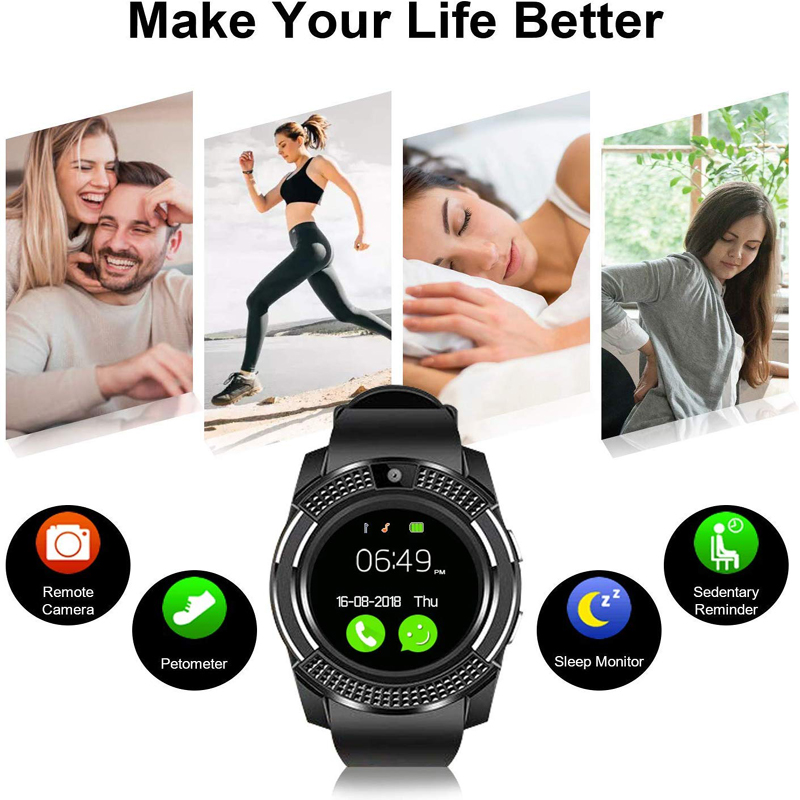 Smart WatchSupport SIM Card Camera Touch Screen Music Play Pedometer Sleep Monitor sports Tracher