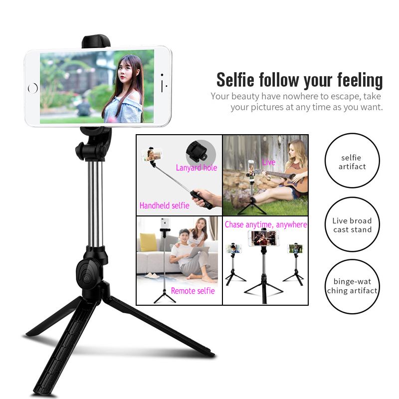 XT10 Tripod Selfie Stick Horizontal Vertical Phone Wireless Bluetooth Mini Portable Selfie Stick