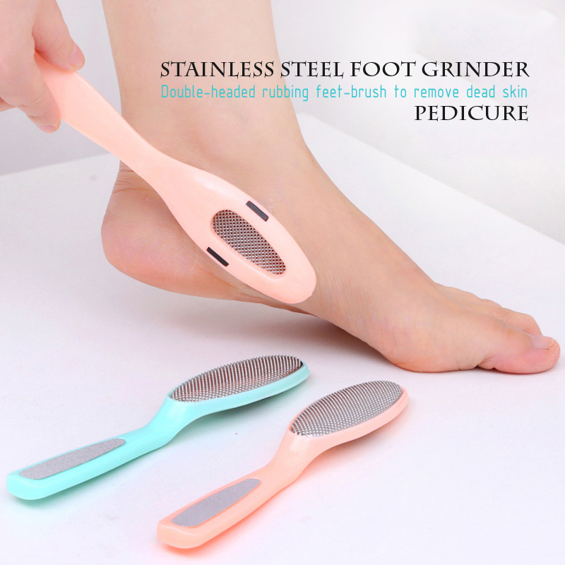 Stainless steel foot polisher, pedicure, double-headed foot scrubbing brush, peeling skin sole