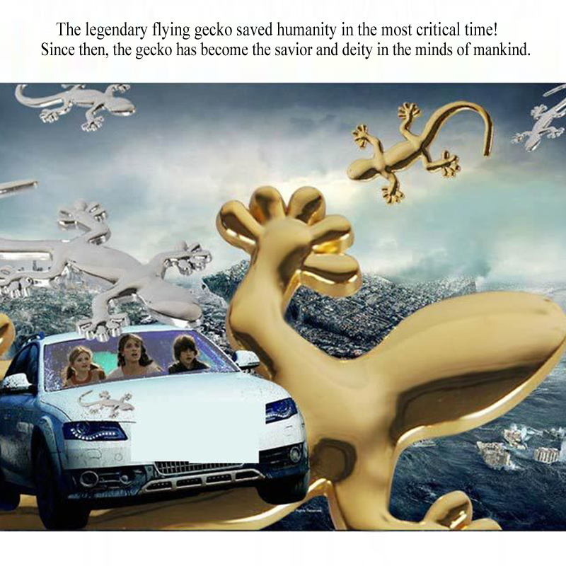 Car gecko personality car stickers, 3D metal reflective body stickers, solid shelter gold and silver