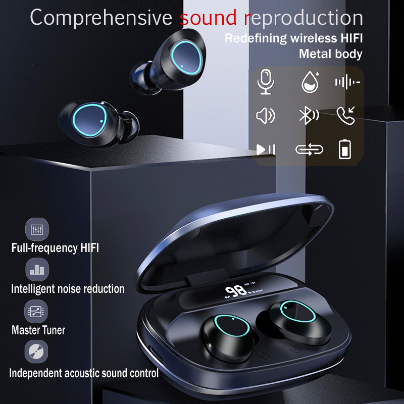 TWS 5.0 Bluetooth Earphone Wireless Earbuds Touch Control Headset AirDots Bass Voice Headphones