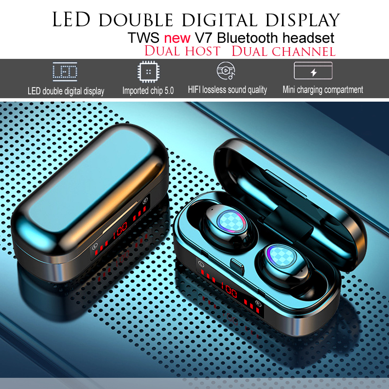 Wireless Bluetooth 5.0 earbuds binaural ultra-small TWS power display screen printing touch earphone